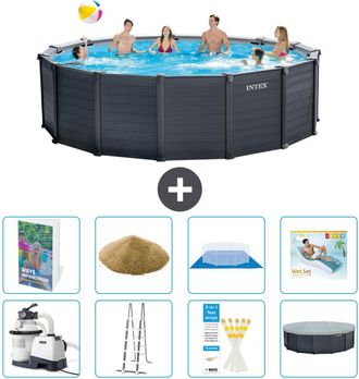 Intex Piscina Graphite Panel Redonda - 478x124 Cm - 9-piezas S545