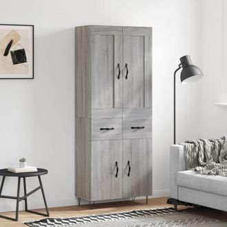 vidaXL Aparador Alto Madera Contrachapada Gris Sonoma 69,5x34x180 Cm Vidaxl