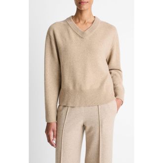 Vince Wool & Cashmere V-Neck Sweater in Heather Marzipan at Nordstrom Rack, Size X-Large