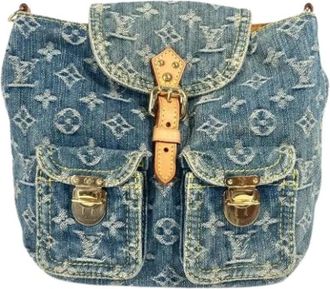 Louis Vuitton Pre-owned Vintage Denim Rugzak - Dames - Vintage Rugzakken - Blauw - ONE Size - Denim - Vintage