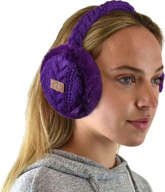 C.C Soft Winter Warm Adjustable Headband Ear Warmer Earmuffs, Purple