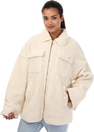 adidas Originals Womens Sherpa Jacket in White - Size 10 UK