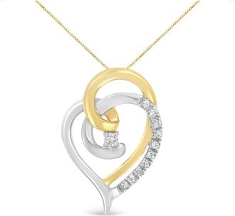 House of Brilliance 10K Gold Diamond Accent Open Double Heart Spiral Curl Pendant Necklace in Yellow at Nordstrom