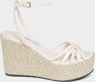 Jimmy Choo London 100mm Dree Leather Espadrille Wedge Sandals