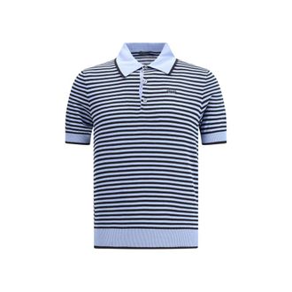 Prada Mens Striped Cotton Polo Shirt - Light Blue - Size EU 50 (Mens)