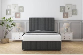 Comfort Beds Lorenzo Dumfries Divan Set 2 Drawers-54 Headboard-Footboard in Dark Grey | Size: Super King
