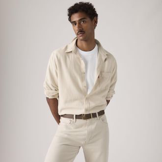 Levi's Sunset Pocket Shirt - Mens - 2XL - Cream / Pumice Stone Cotton Linen