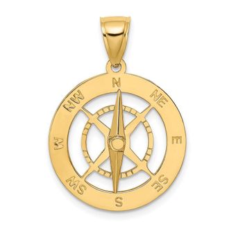 Diamond2Deal 10k Yellow Gold Nautical Compass Moveable Needle Charm