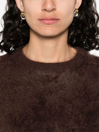 Soft Goat Wool Crewneck Sweater - Brown