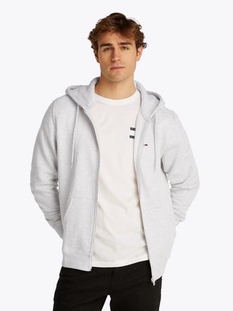 Tommy Jeans TJM REG S FLAG ZIP FLEECE THRU, mit bestickten Markenlogo auf Brusth&ouml;he