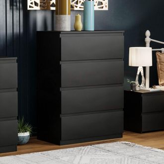 Home Discount Home Discount - Denver 4 Drawer Chest of Drawers Bedroom Storage Furniture, Black
