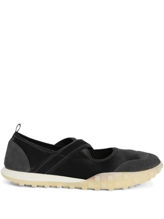 Jil Sander Ballerine Moon con incrocio e finiture in pelle scamosciata - Nero
