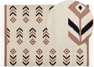 Beliani Beliani - Kilim Area Rug Cotton Pattern Low Pile 200 x 300 cm Reversible Rectangular Beige and Black Niavan