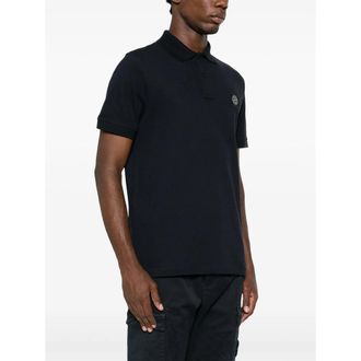 Stone Island Cotton-Blend Polo - Navy