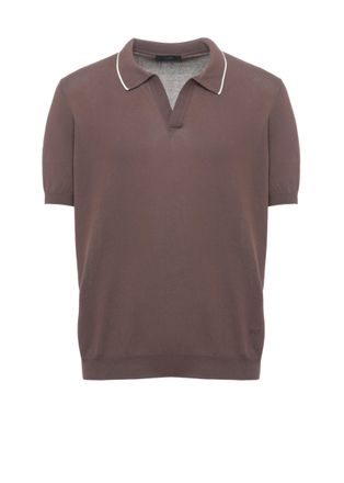 Fay Brown Cotton Embroidered Polo Shirt