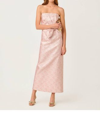 Lilly Pulitzer Tiernan Strapless Maxi Dress In Conch Shell Pink Ritsy Ditsy Metallic Brocade