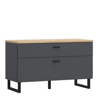 Furniture To Go Klara TV Unit with 1 Drawer 1 Flip Door in Grey & Oak