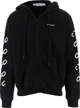 Off-white Mens Off-White FW22 Chain Logo Printing Zipper Loose Fit Autumn Black OMBE013F22FLE0061001