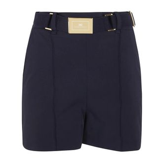 Elisabetta Franchi High-Waisted Belted Shorts - Dames - Korte broeken - Zwart - Maat: XL Leer