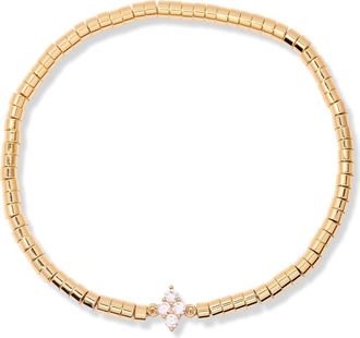 Brook & York Bella Birthstone Beaded Stretch Bracelet in Gold April at Nordstrom