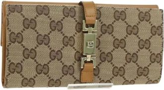 Gucci Pre-owned Wallets, female, Beige, Size: ONE SIZE Pre-owned Vintage GG Canvas Long Wallet