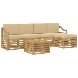 vidaXL Conjunto De Sof&aacute;s De Exterior Con Coj&iacute;n 6 Pcs Y Beige Poli&eacute;ster Vidaxl