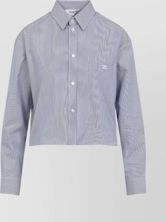 Celine striped silk cotton cropped shirt