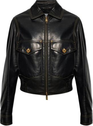 Versace Dames, Jassen, Zwart, Maat: L Leer