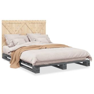 Berkfield Home Bed Frame without Mattress Grey 140x200 cm Solid Wood Pine