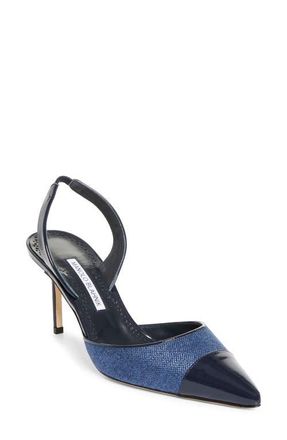 Manolo Blahnik Capsli Cap Toe Slingback Pump in Blue/Navy at Nordstrom, Size 10.5Us
