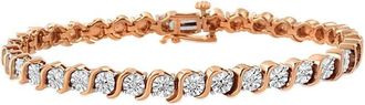 House of Brilliance Haus Of Brilliance 14K Rose Gold Over Silver 0.10 Ct. Tw. Diamond Link Bracelet