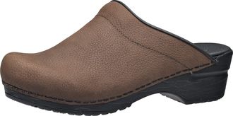 Sanita | Sonja Textured Mule Clog | Original Handmade Flexible Leather Clog for Women | Maximum Stability | Anatomical Shaped Footbed with Soft Foam | Brown 