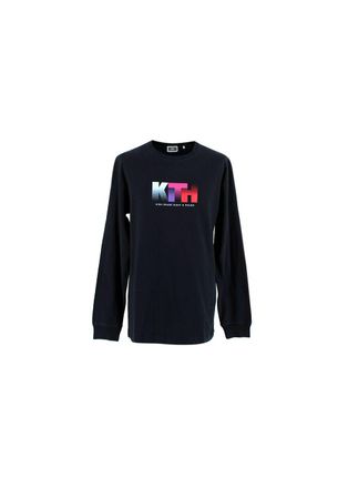 Kith Coloured Logo Printed Black Cotton Long Sleeve T-shirt Size M