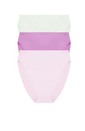 Natori Bliss Bare Cotton High Cut Brief 3-Pack in Iced Mint/wld Petal/msty Orchd at Nordstrom, Size Xx-Large