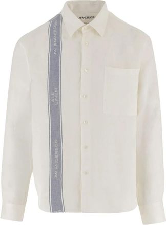 J.W.Anderson Linnen Overhemd met Logo - Heren - Casual Overhemden - Wit - M - Linnen - Overhemden