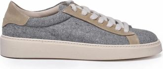 Eleventy Grey Leather Accents Fabric Sneakers