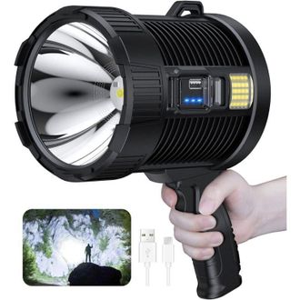 OEM Foco Recargable, Linterna De Mano De 100 000 L&uacute;menes, Foco Solar Grande Para Exteriores, S&uacute;per Brillante, Con L&aacute;mpara Cob, 6 Modos, Resistente Al Agua
