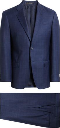 Emporio Armani Royal Blue Shadow Check Virgin Wool Suit at Nordstrom, Size 40 Us