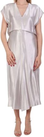 Patrizia Pepe Dames, Jurken, Grijs, Maat: S Satijn