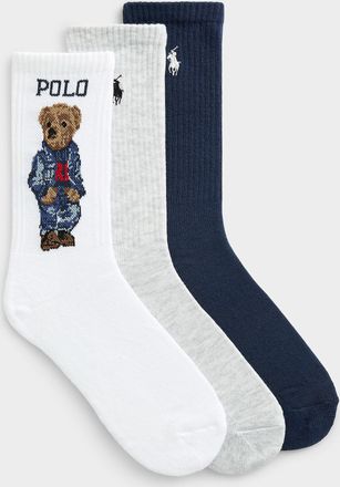 Polo Ralph Lauren Womens Bear/signature embroidery socks 3-pack