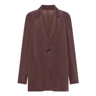 Seventy Blazers, female, Brown, Size: 2XL Giacca monopetto in seta viscosa lavata