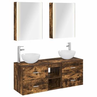 vidaXL Juego De Muebles De Ba&ntilde;o 5 Pcs Roble Ahumado Vidaxl