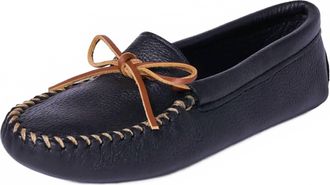 Minnetonka Mens Double Deerskin Softsole Moccasins In Black