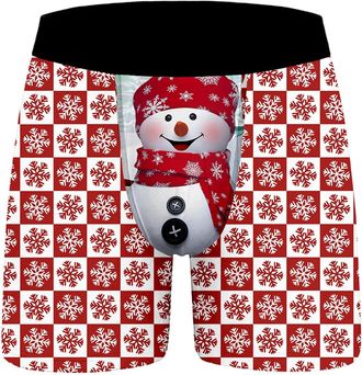 Generic Mens Boxers Christmas Boxer Shorts Xmas Funny Christmas Print Boxer Shorts Novelty Holiday Stretch Briefs Santa Deer Socks Pattern Underwear Trunks Un