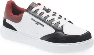 Karl Lagerfeld Leather Low Top Sneaker in White/Red at Nordstrom Rack, Size 10.5