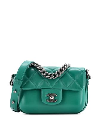 Chanel Borsa a spalla Rock My Flap mini in pelle di vitello trapuntata - Verde