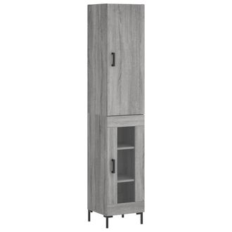 vidaXL Aparador Alto Madera Contrachapada Gris Sonoma 34,5x34x180 Cm Vidaxl