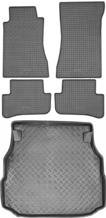 OEM Juego De Alfombrillas De Goma Para Coche Y Alfombrilla Para Maletero Para Mercedes Clase C W203 Limusina (2000-2007)