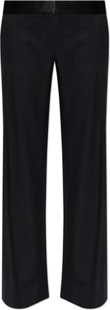 Victoria Beckham Broek met wollen afwerking - Dames - Wijde Broeken - Zwart - S - Wol - Broeken