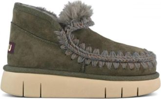 Mou Groene Su&egrave;de Enkellaars Sneakers - Dames - Winterlaarzen - Groen - 40 EU - Su&egrave;de - Schoenen